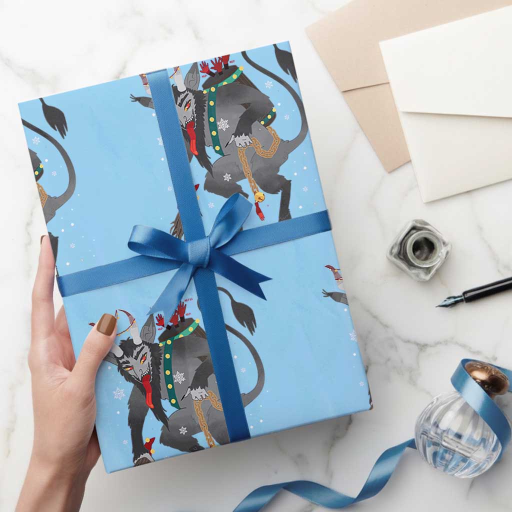 Xmas Merry Krampus Wrapping Paper Roll Naughty Horror Evil Xmas Psychobilly