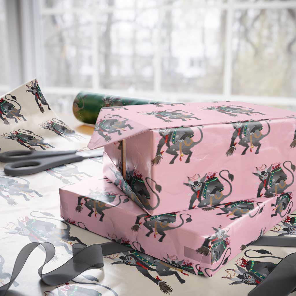Xmas Merry Krampus Wrapping Paper Roll Naughty Horror Evil Xmas Psychobilly