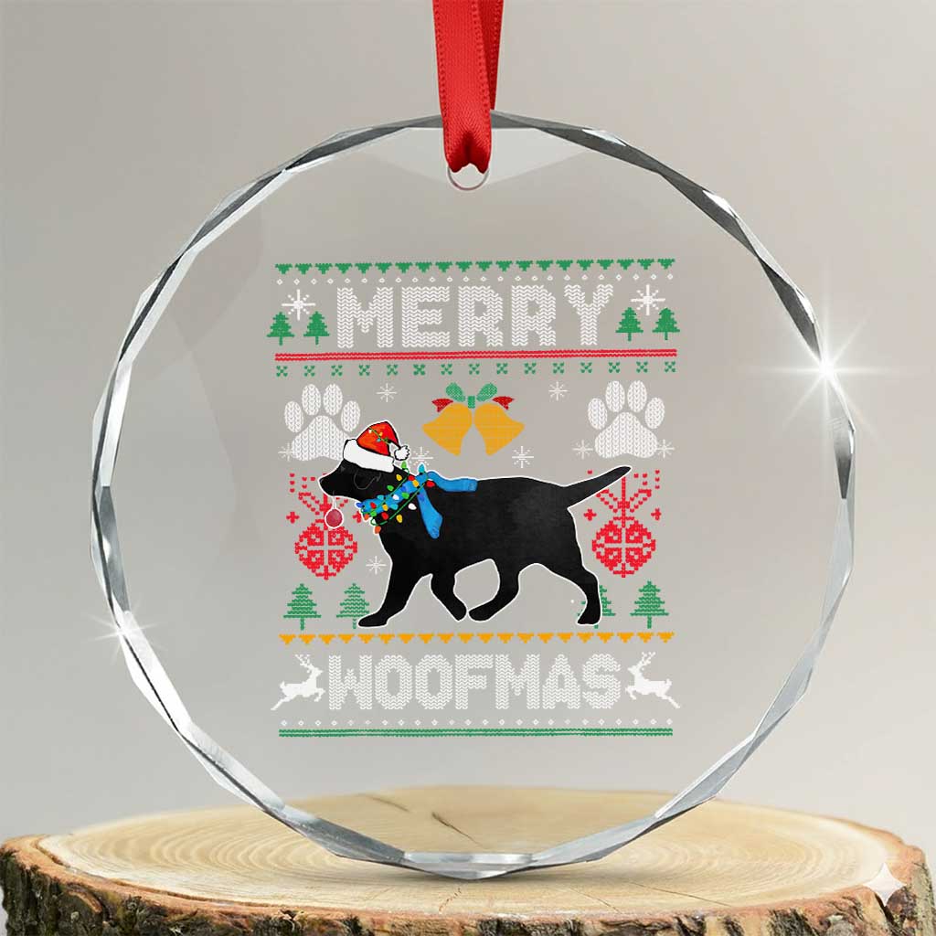 Xmas Merry Woofmas Black Lab Dog Lover Crystal Glass Ornament TS09