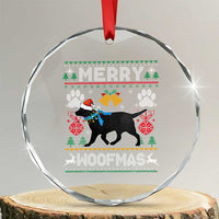 Xmas Merry Woofmas Black Lab Dog Lover Crystal Glass Ornament TS09