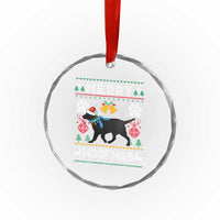 Xmas Merry Woofmas Black Lab Dog Lover Crystal Glass Ornament TS09