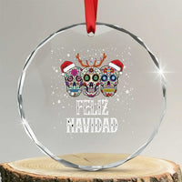 Xmas Mexico Feliz Navidad Crystal Glass Ornament Mexican Sugar Skulls Reindeer Santa TS09