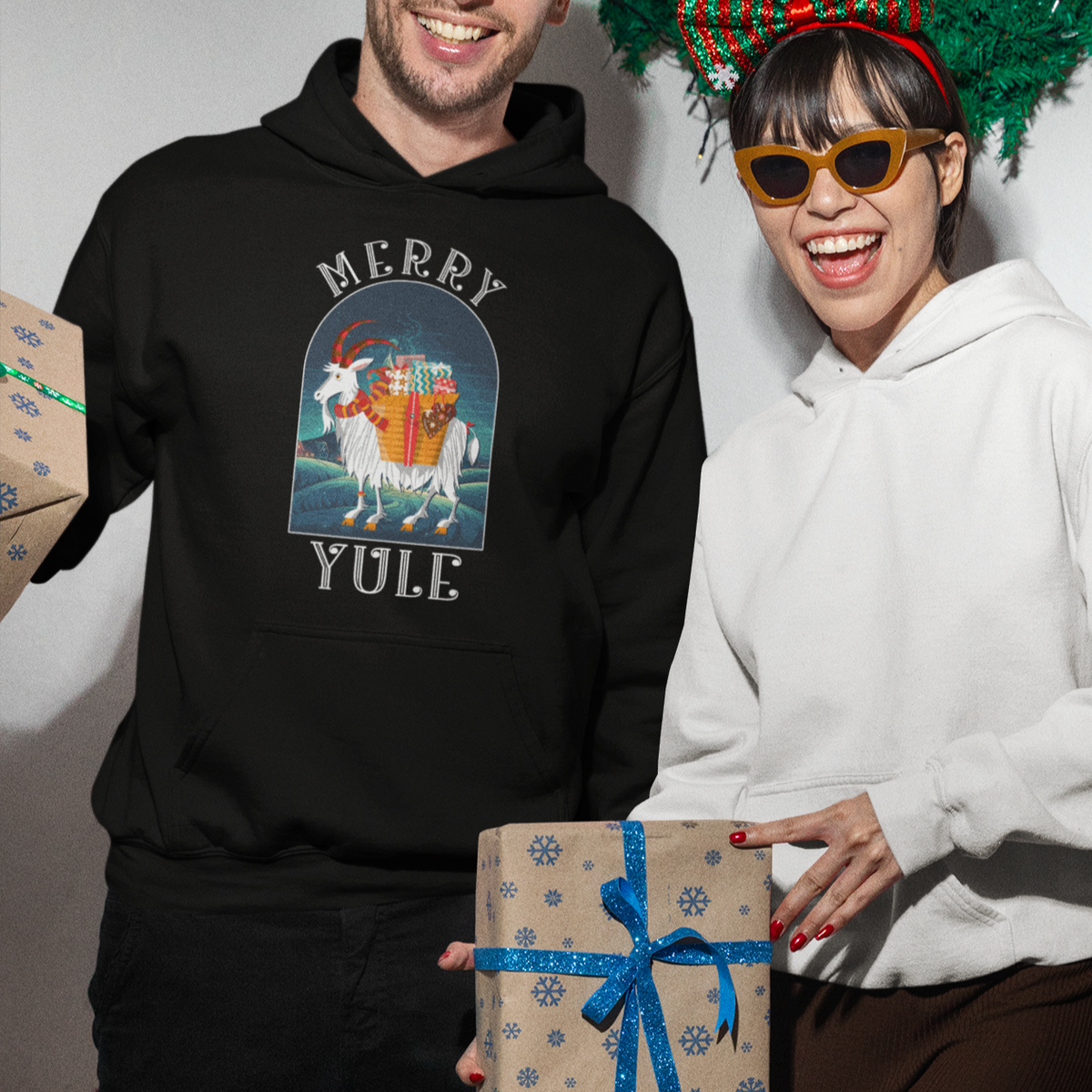 Yule Goat Jul Nordic Yuletide Merry Christmas Hoodie - Wonder Print Shop