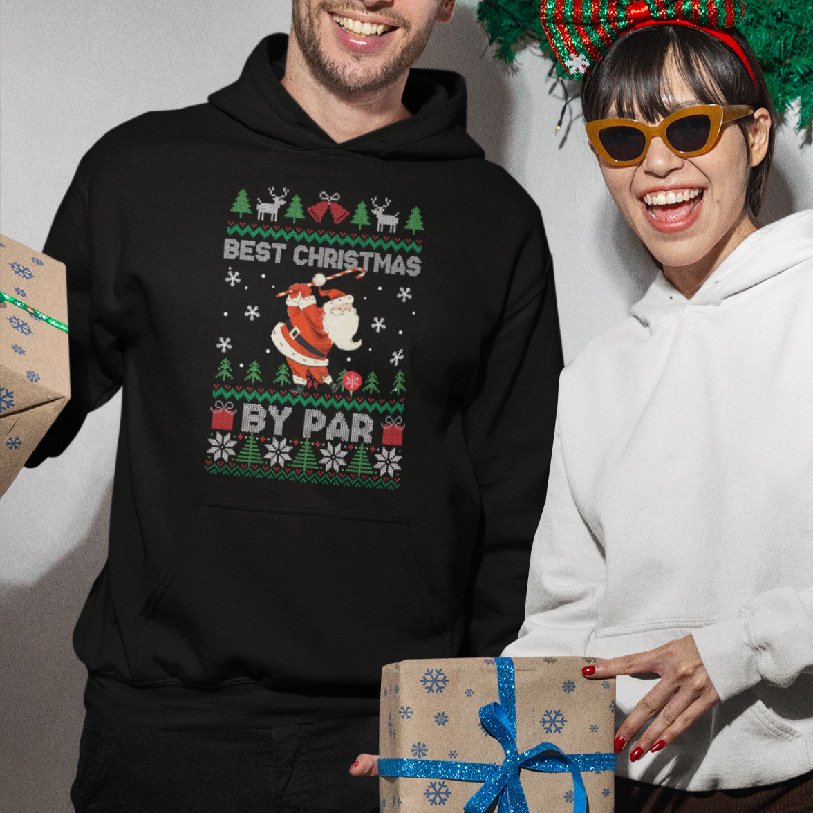 Best Christmas By Par Santa Claus Golfer Xmas Golf Hoodie - Wonder Print Shop