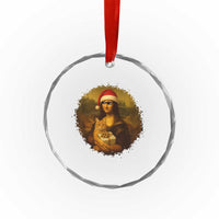 Xmas Mona Lisa Crystal Glass Ornament Funny Holiday Kitty Lover TS12