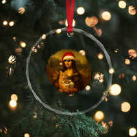 Xmas Mona Lisa Crystal Glass Ornament Funny Holiday Kitty Lover TS12