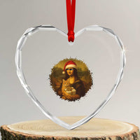 Xmas Mona Lisa Heart Crystal Glass Ornament Funny Holiday Kitty Lover - Wonder Print Shop