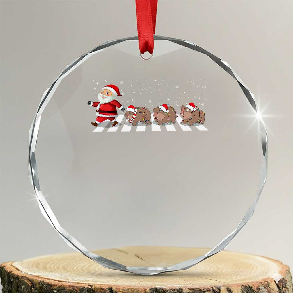 Xmas Moo Deng Crystal Glass Ornament Santa Baby Pygmy Hippo Trendy TS10