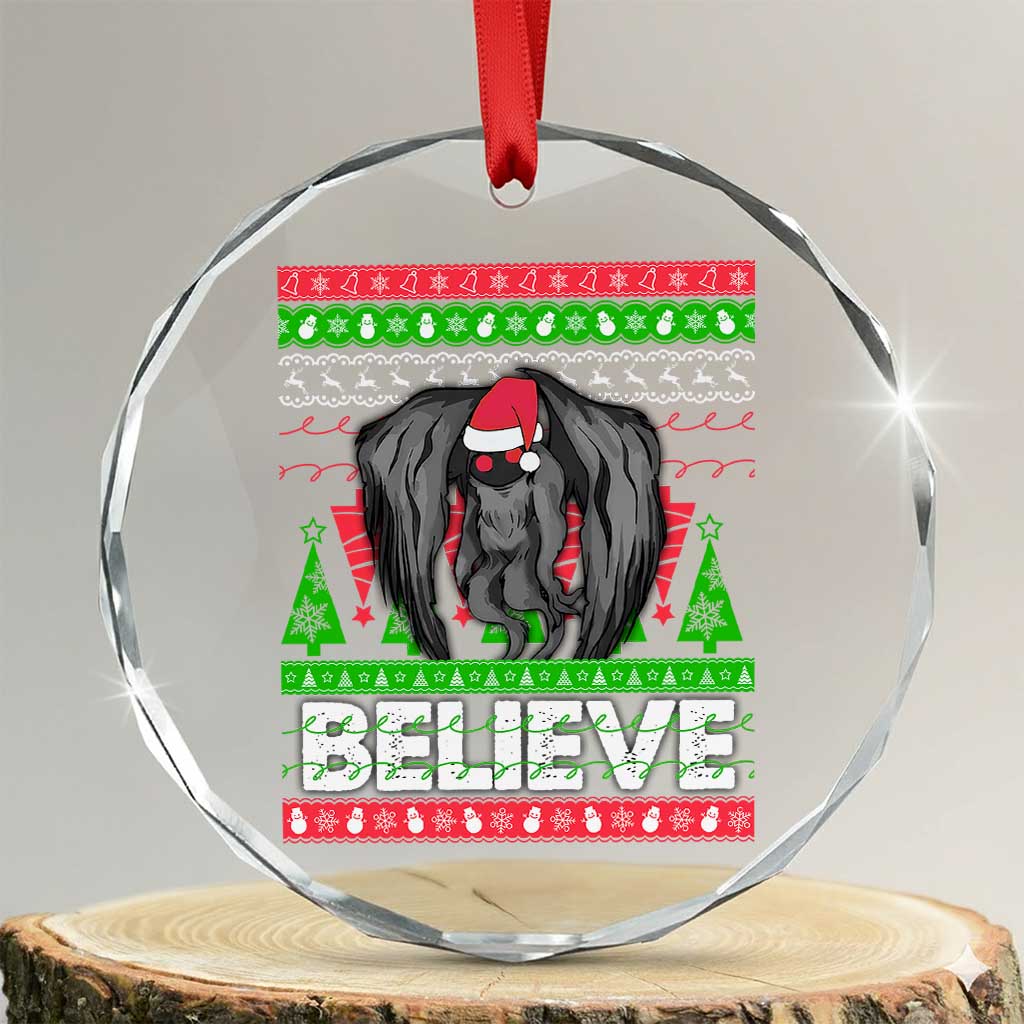 Xmas Mothman Crystal Glass Ornament Believe Cryptmas Cryptid Monster Point Pleasant - Wonder Print Shop