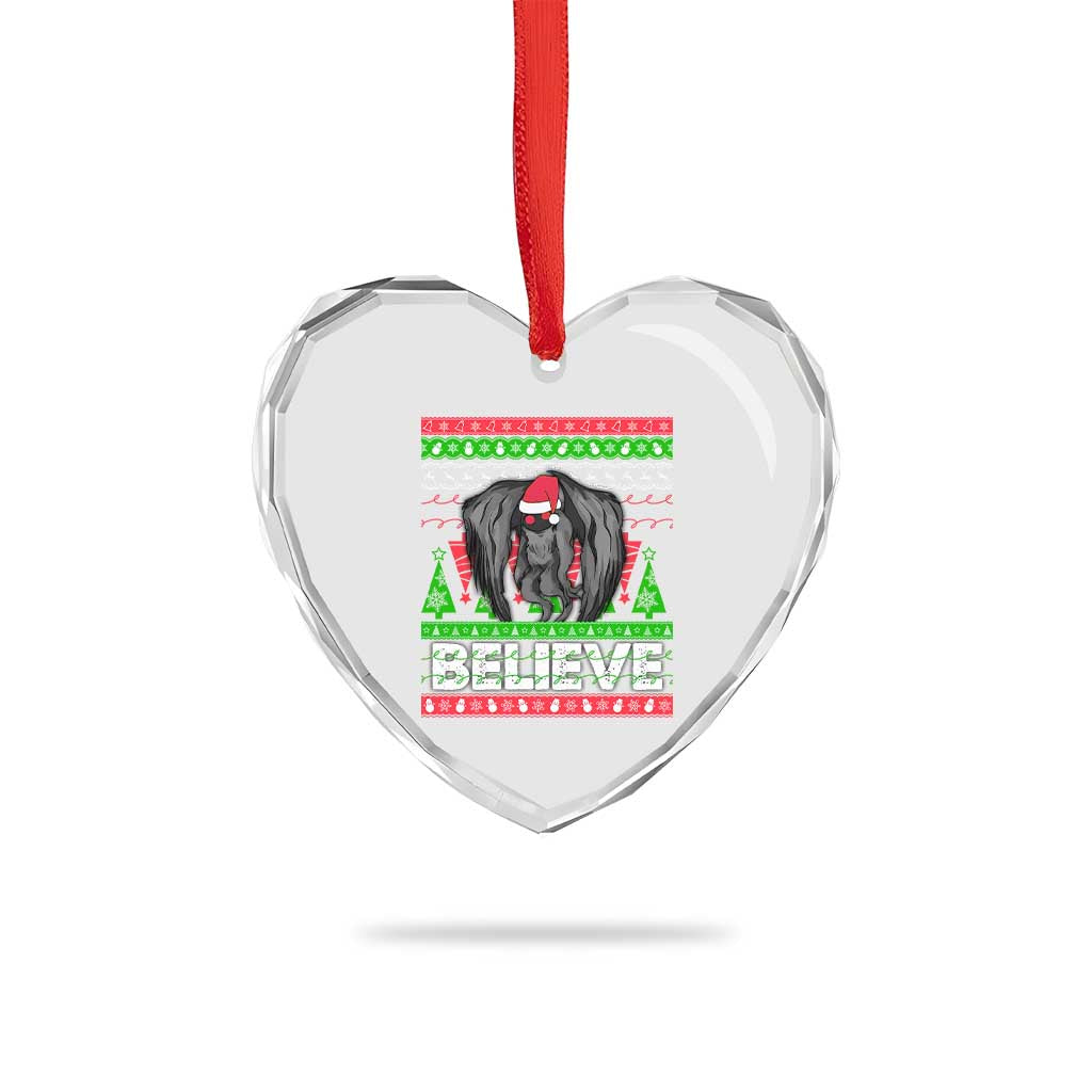 Xmas Mothman Heart Crystal Glass Ornament Believe Cryptmas Cryptid Monster Point Pleasant - Wonder Print Shop