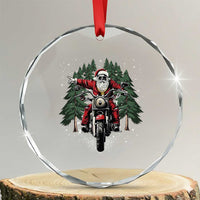 Xmas Motorcycle Crystal Glass Ornament Santa Biker Riding Motorcycle TS10