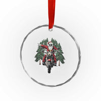 Xmas Motorcycle Crystal Glass Ornament Santa Biker Riding Motorcycle TS10