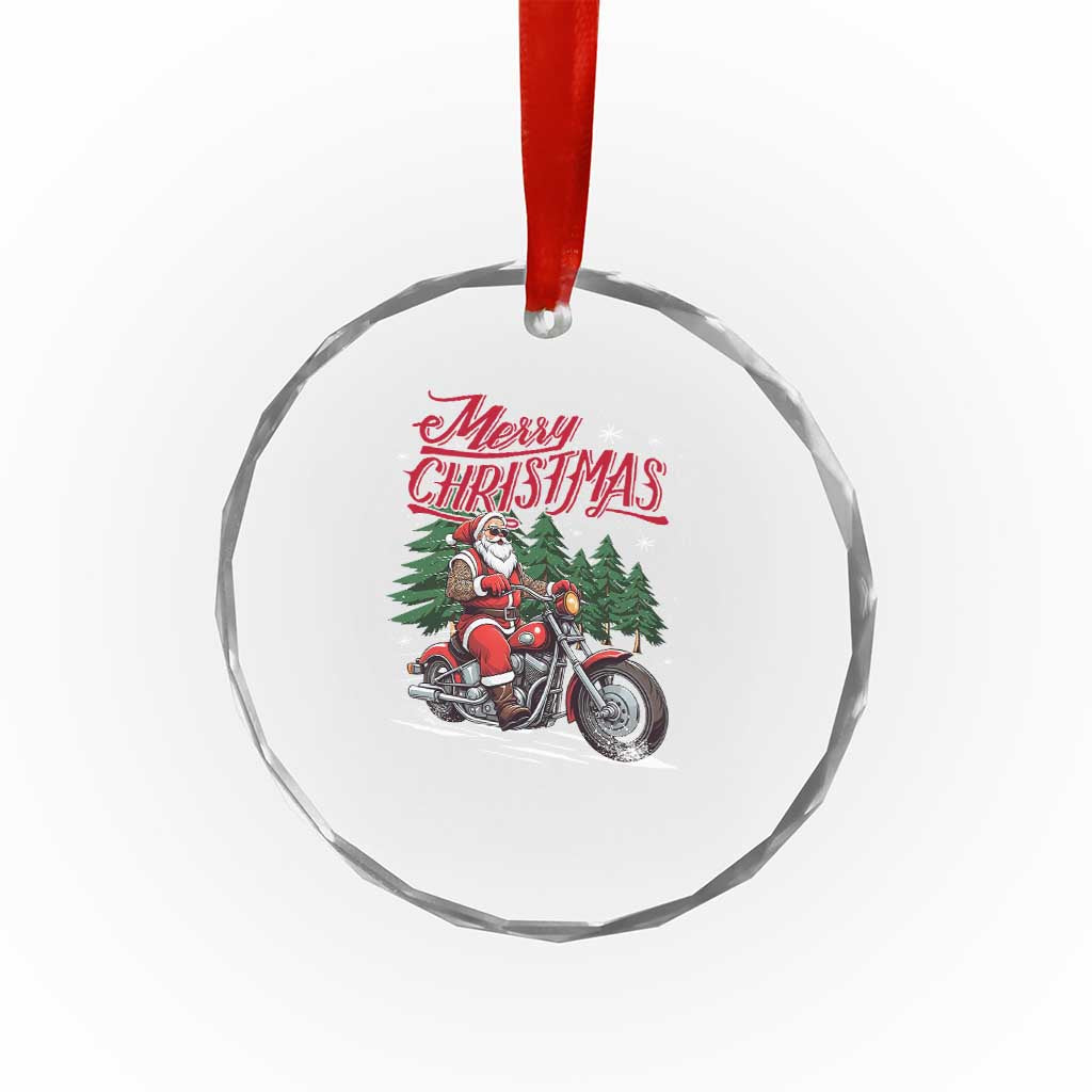 Xmas Motorcycle Santa Crystal Glass Ornament Funny Motorbike Rider Grandpa Merry Xmas TS10