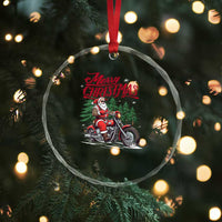Xmas Motorcycle Santa Crystal Glass Ornament Funny Motorbike Rider Grandpa Merry Xmas TS10