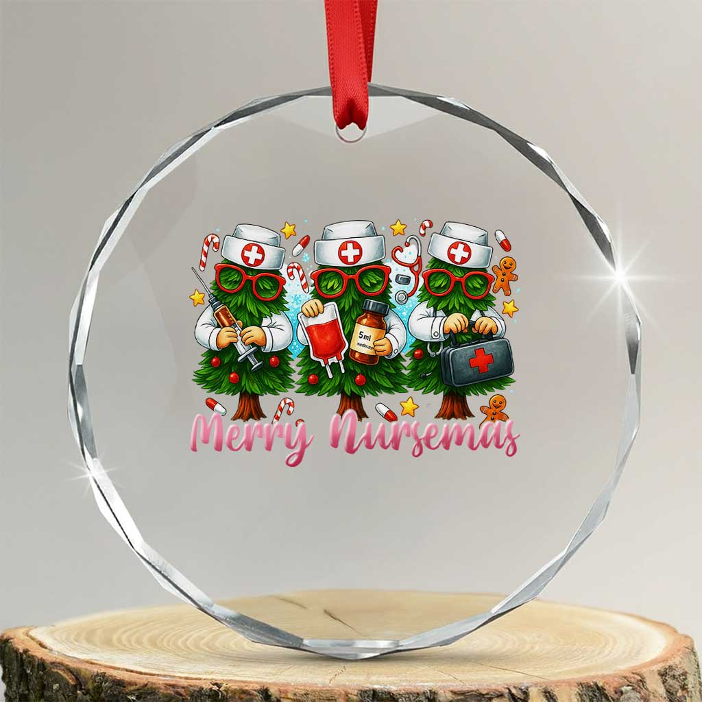Xmas Nurse Crystal Glass Ornament Funny Merry Nursemas Pine Tree TS12