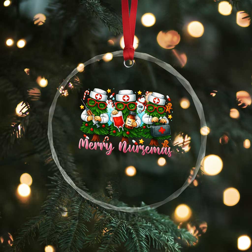 Xmas Nurse Crystal Glass Ornament Funny Merry Nursemas Pine Tree TS12