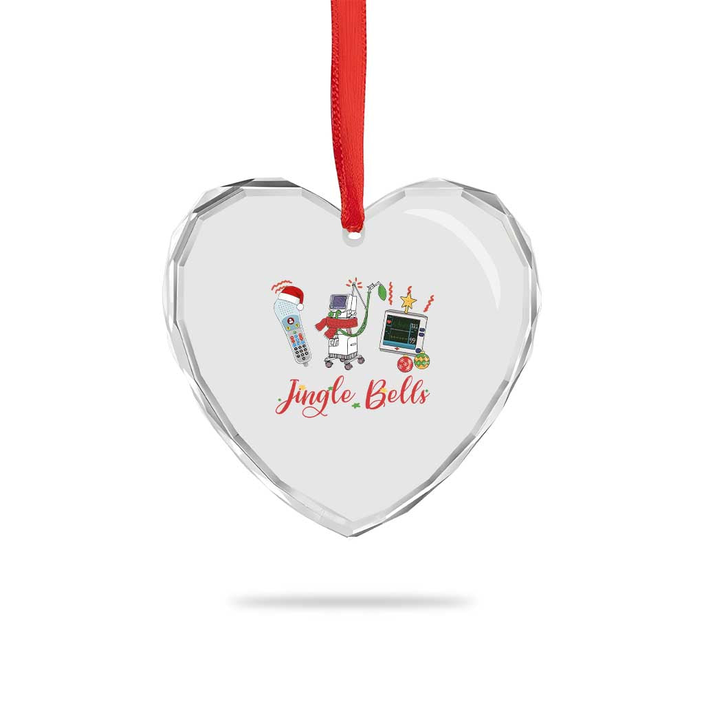 Xmas Nurse Heart Crystal Glass Ornament Jingle Bells Telemetry Respiratory Therapist - Wonder Print Shop