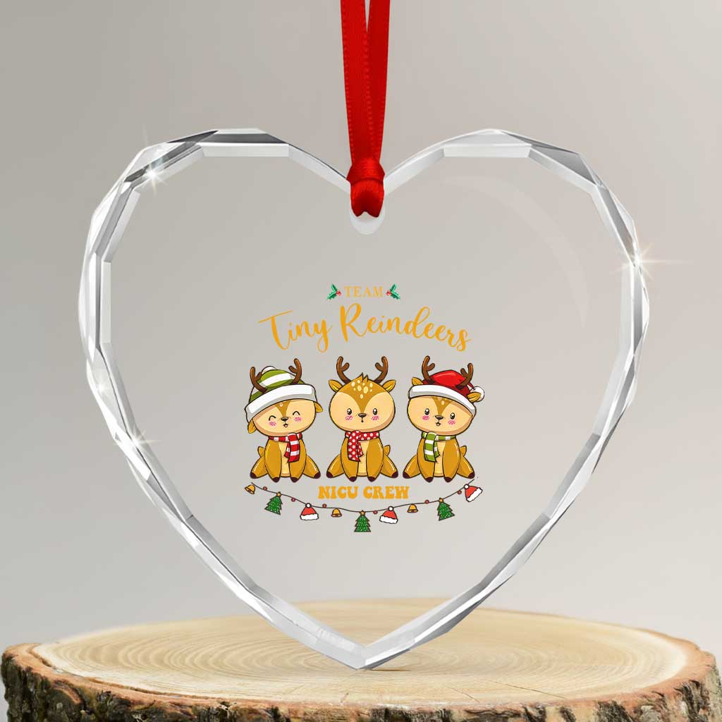 Xmas Nurse Nicu Crew Tiny Reindeer Heart Crystal Glass Ornament - Wonder Print Shop