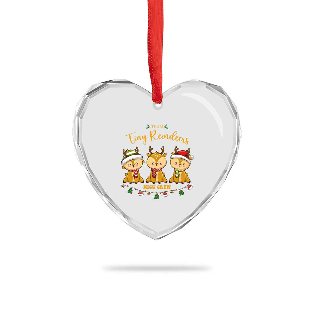 Xmas Nurse Nicu Crew Tiny Reindeer Heart Crystal Glass Ornament - Wonder Print Shop