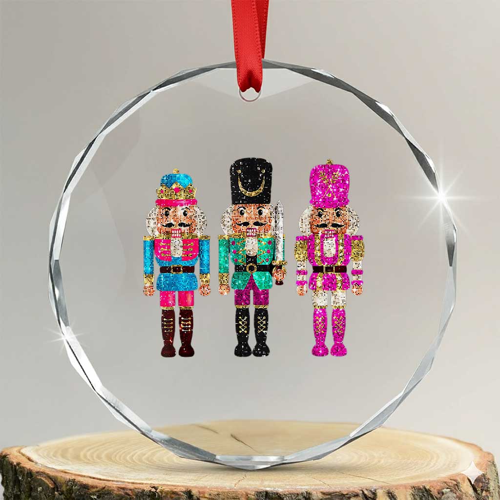 Xmas Nutcracker Crystal Glass Ornament Sequin Sparklle Festive Xmas Vintage TS02