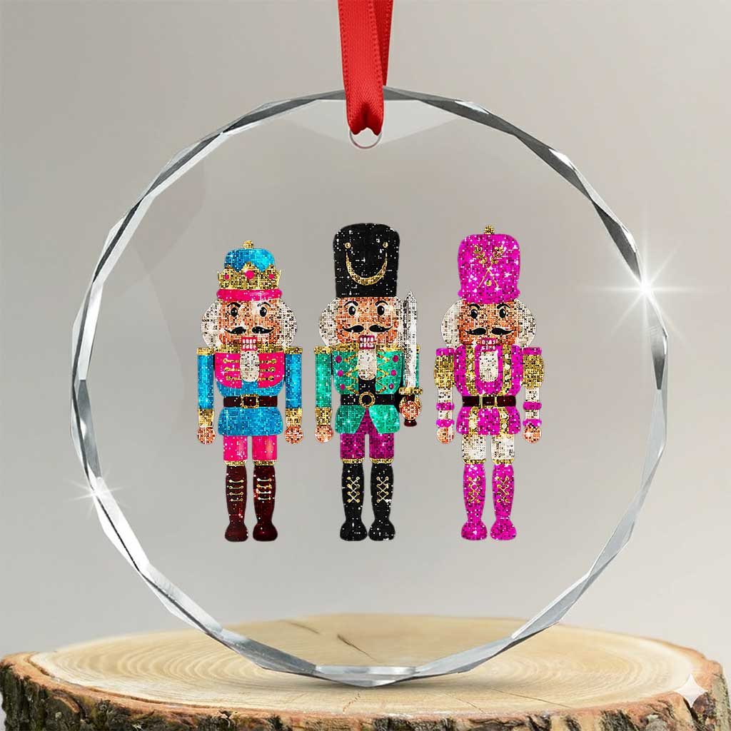 Xmas Nutcracker Crystal Glass Ornament Sequin Sparklle Festive Xmas Vintage - Wonder Print Shop