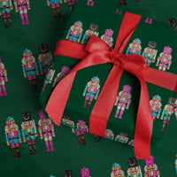 Xmas Nutcracker Wrapping Paper Roll Sequin Sparklle Festive Xmas Vintage