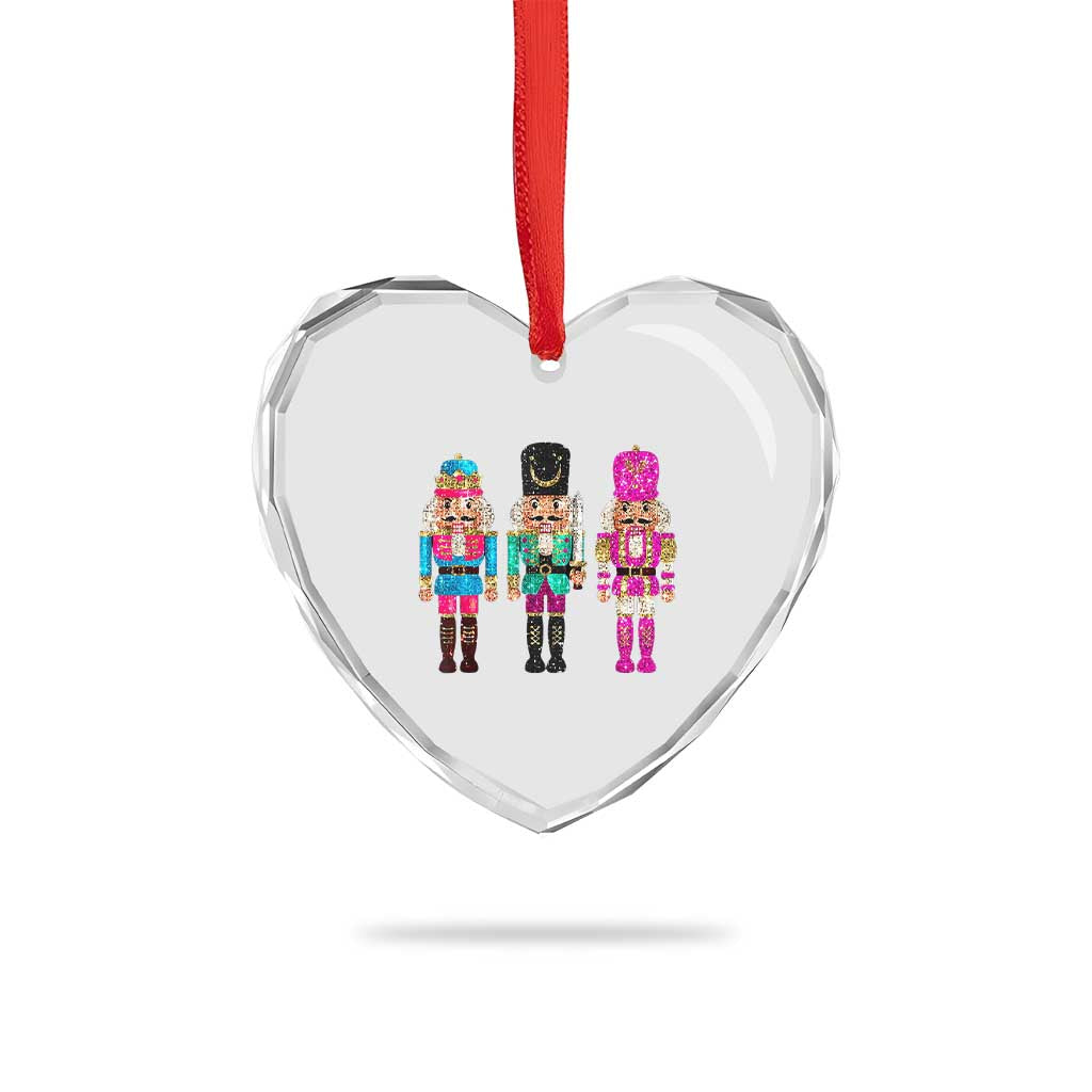 Xmas Nutcracker Heart Crystal Glass Ornament Sequin Sparklle Festive Xmas Vintage - Wonder Print Shop