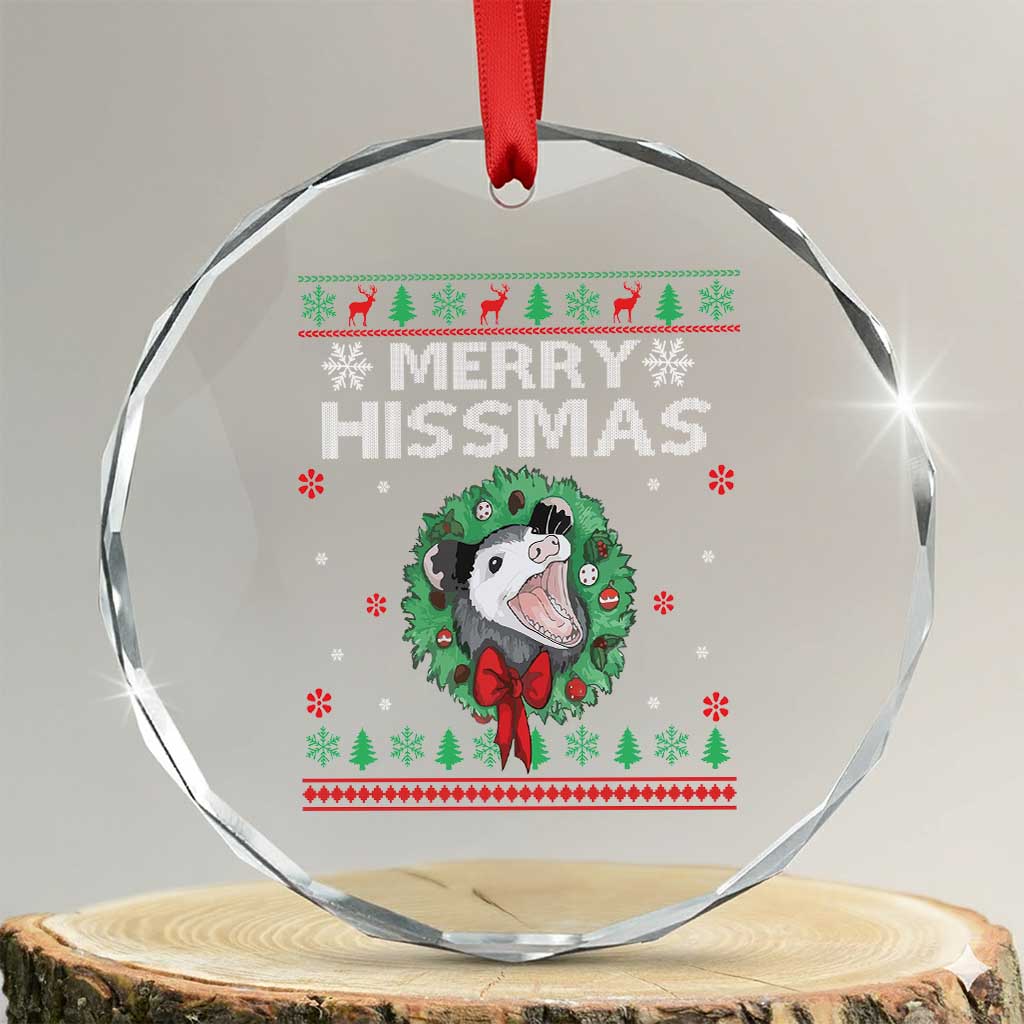 Xmas Opossum Merry Hissmas Crystal Glass Ornament TS09