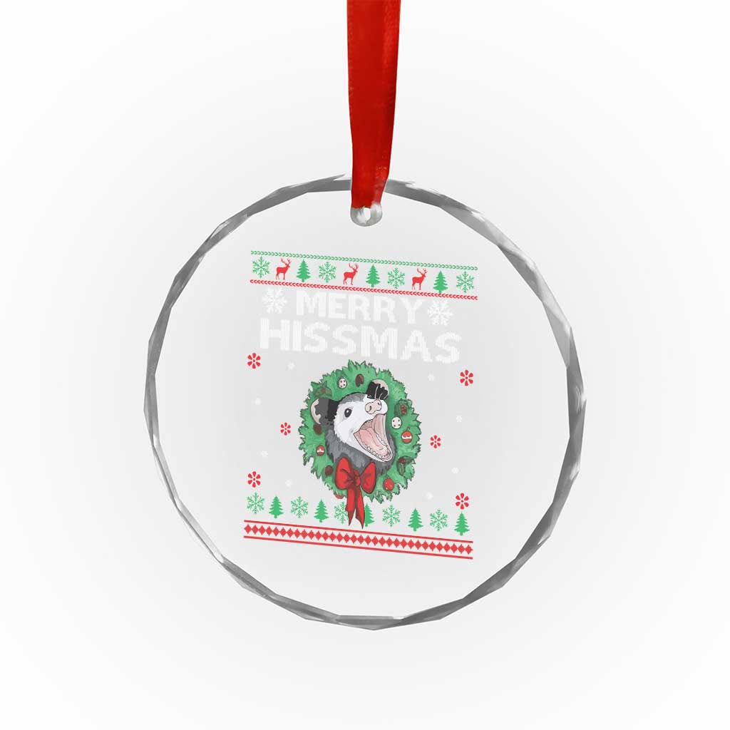 Xmas Opossum Merry Hissmas Crystal Glass Ornament TS09