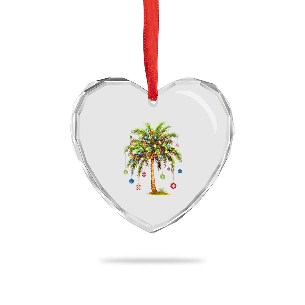 Xmas Palm Tree Lights Heart Crystal Glass Ornament Tropical Hawaiian Holidays - Wonder Print Shop