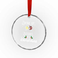 Xmas Party Crystal Glass Ornament Drink Up Bitches It's Christmas Drinking Wine TS09