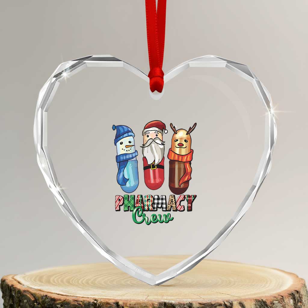 Xmas Pharmacist Heart Crystal Glass Ornament Snowman Reindeer Santa Pharmacy Crew - Wonder Print Shop