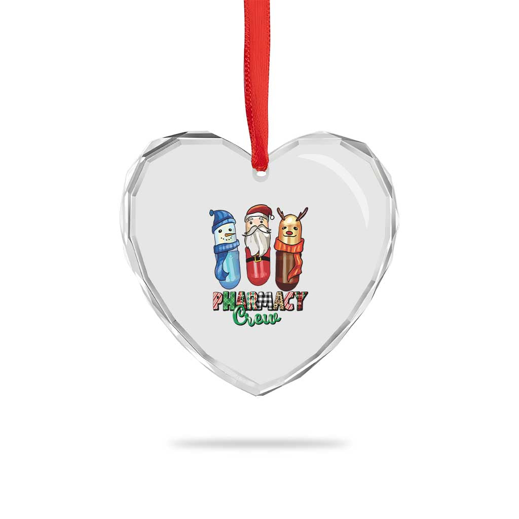 Xmas Pharmacist Heart Crystal Glass Ornament Snowman Reindeer Santa Pharmacy Crew - Wonder Print Shop