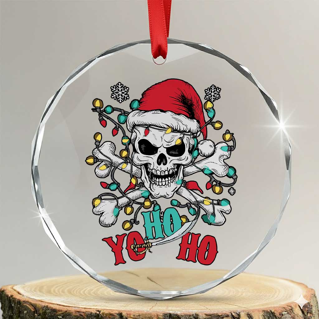 Xmas Pirate Skull Crystal Glass Ornament Yo Ho Ho Boat Cruise Xmas Crossbones - Wonder Print Shop
