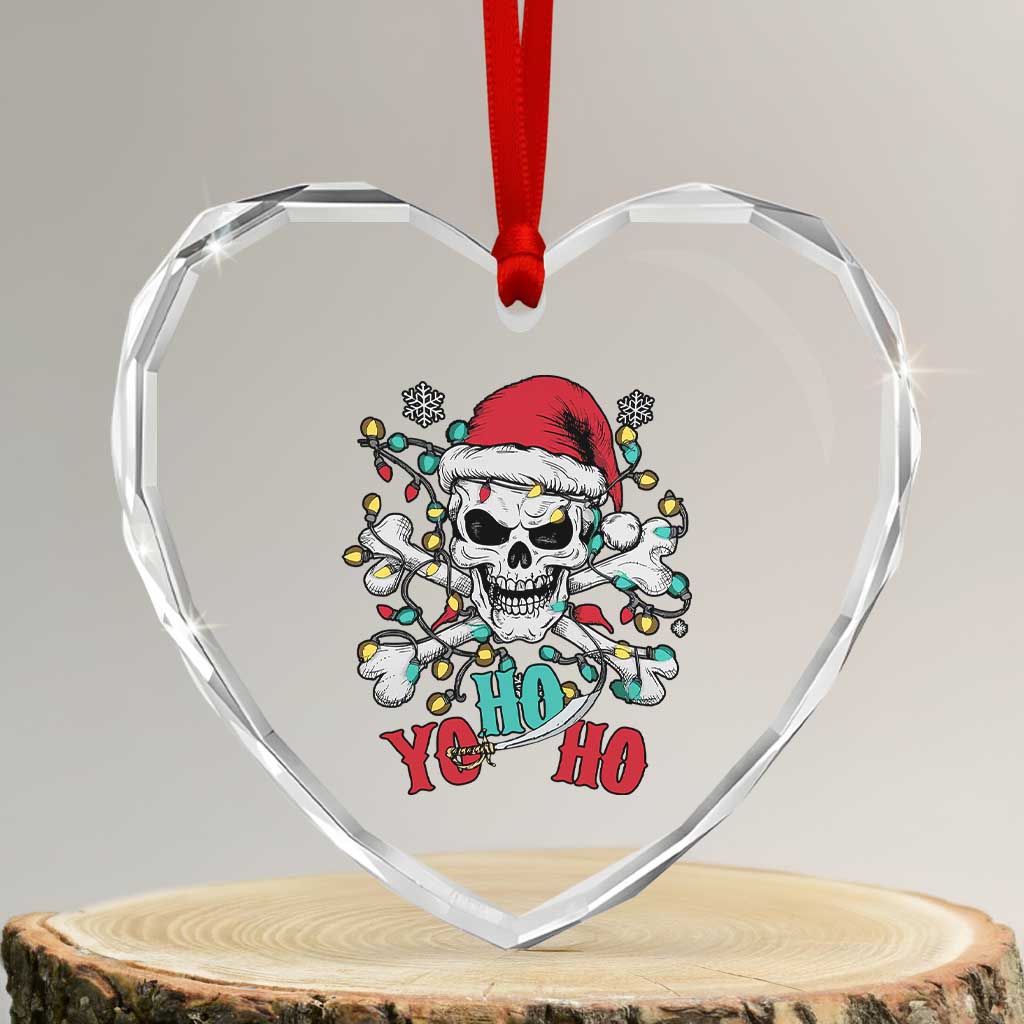 Xmas Pirate Skull Heart Crystal Glass Ornament Yo Ho Ho Boat Cruise Xmas Crossbones - Wonder Print Shop