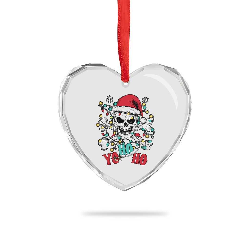 Xmas Pirate Skull Heart Crystal Glass Ornament Yo Ho Ho Boat Cruise Xmas Crossbones - Wonder Print Shop
