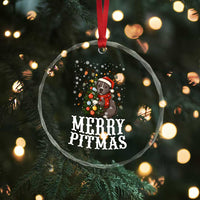 Xmas Pitbull Crystal Glass Ornament Funny Merry Pitmas Tree Hug TS12