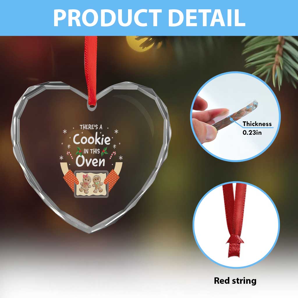 Xmas Pregnancy Heart Crystal Glass Ornament Gingerbread Baby Cookie In This Oven - Wonder Print Shop