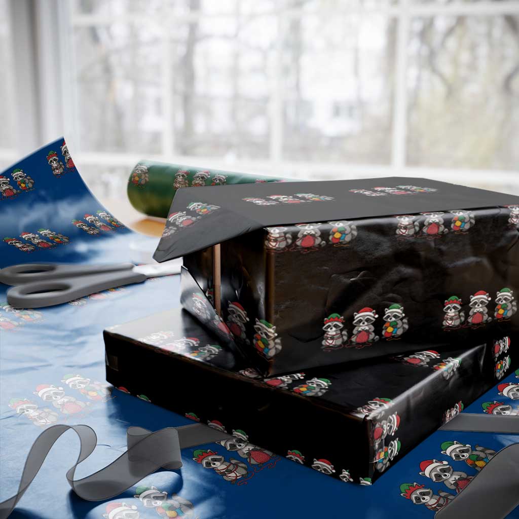 Xmas Raccoon Knitting Wrapping Paper Roll Funny Holiday Yarn Gift - Wonder Print Shop