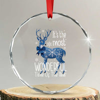 Xmas Reindeer Coquette Crystal Glass Ornament It's The Most Wonderful Time Of The Year TS09