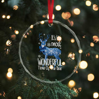 Xmas Reindeer Coquette Crystal Glass Ornament It's The Most Wonderful Time Of The Year TS09