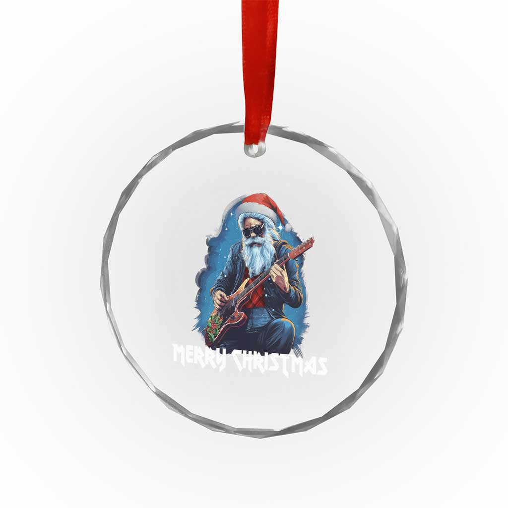 Xmas Rock Lover Crystal Glass Ornament Sleigher Hail Santa Electric Guitar TS09