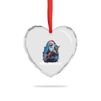 Xmas Rock Lover Heart Crystal Glass Ornament Sleigher Hail Santa Electric Guitar - Wonder Print Shop