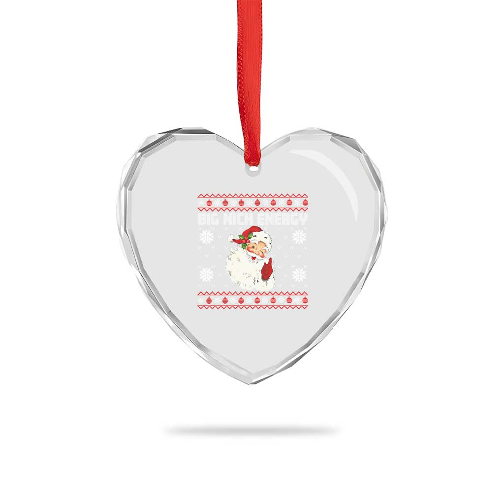 Xmas Santa Claus Heart Crystal Glass Ornament Big Nick Energy Santa Ugly Xmas - Wonder Print Shop