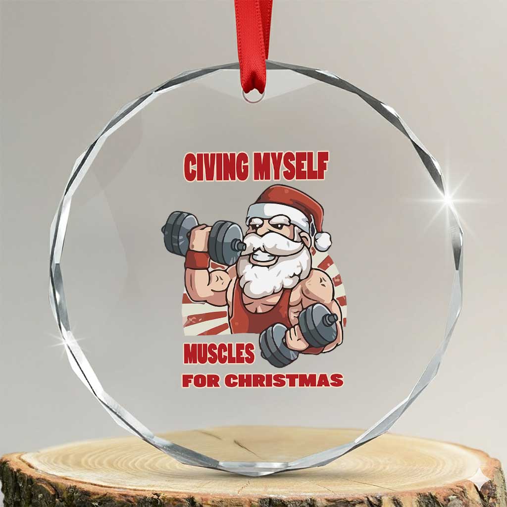Xmas Santa Gymer Crystal Glass Ornament Civing Muscles Santa Weightlifting TS09