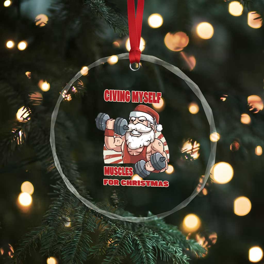 Xmas Santa Gymer Crystal Glass Ornament Civing Muscles Santa Weightlifting TS09