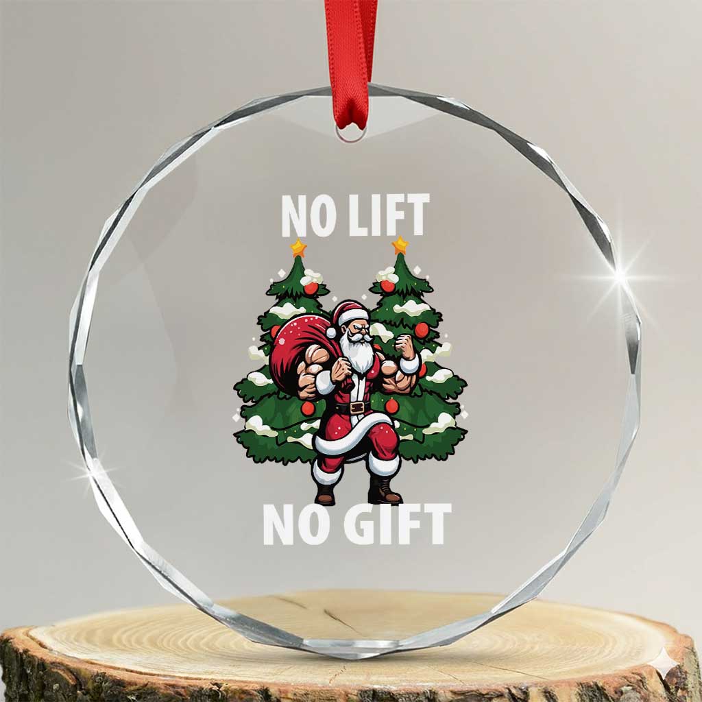 Xmas Santa Gymer Crystal Glass Ornament No Lift No Gift Bodybuilding TS09
