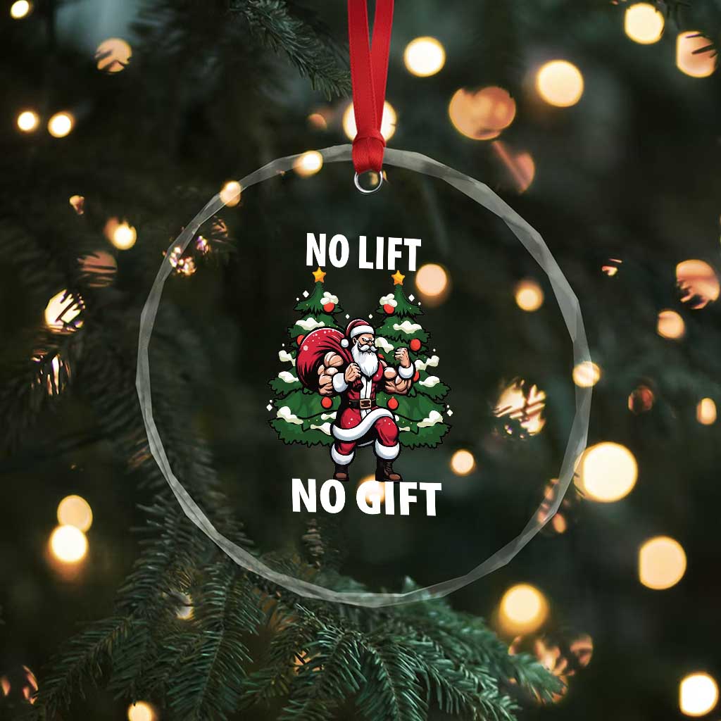 Xmas Santa Gymer Crystal Glass Ornament No Lift No Gift Bodybuilding TS09