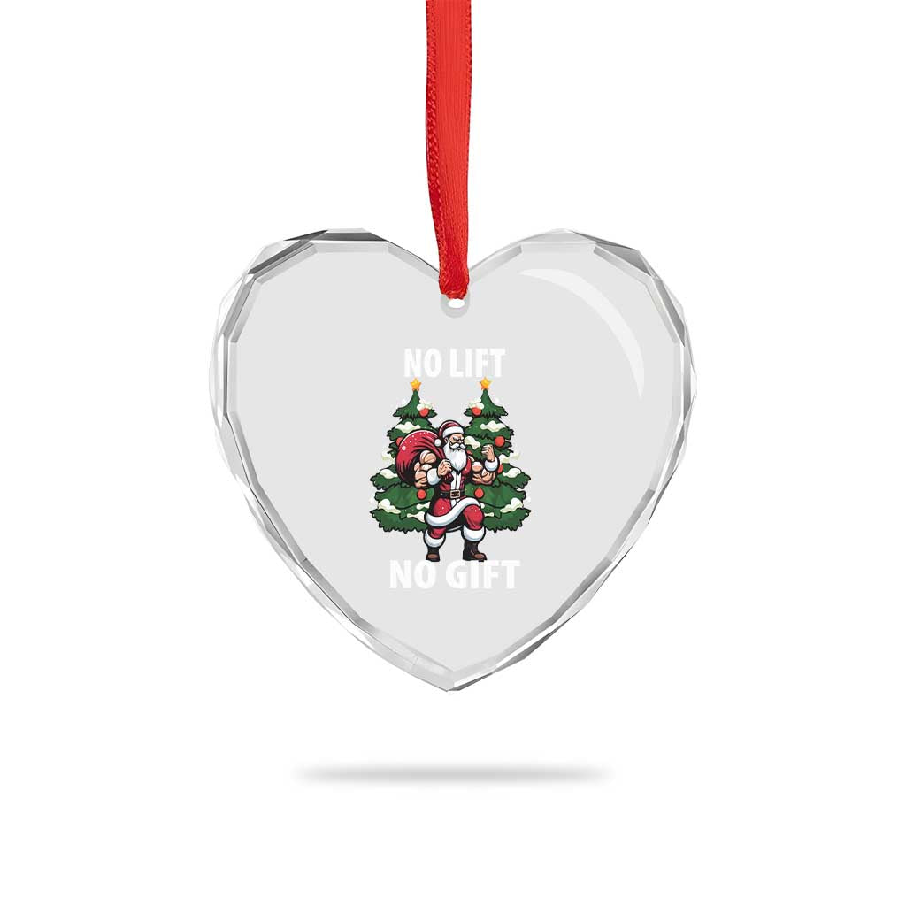 Xmas Santa Gymer Heart Crystal Glass Ornament No Lift No Gift Bodybuilding - Wonder Print Shop