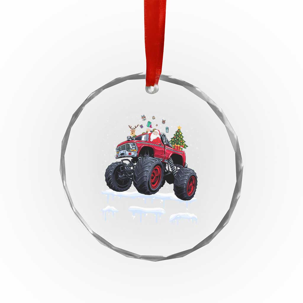 Xmas Santa Monster Truck Crystal Glass Ornament American Offroad Xmas Boys Kids Toddler Youth TS10